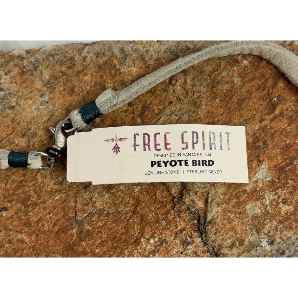 Peyote Bird Quartz Crystal Pearl Turquoise Sterling Silver Leather Necklace J037 - Picture 5 of 6
